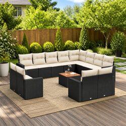 Durable 13-Piece Modular Black Patio Sofa Set