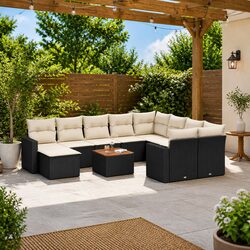Specifications of 11-Piece Black Modular Garden Sofa Set