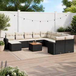 Garden Sofa Set 12 Piece Outdoor Furniture Black Rattan Modular Patio Lounge