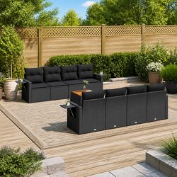 9-Piece Outdoor Sofa Set Specifications: Black Rattan