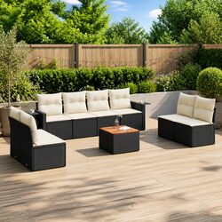 Specifications for 9 Piece Outdoor Black Poly Rattan Sofa Set
