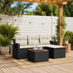 5 Piece Modular Garden Sofa Set with Acacia Wood Table