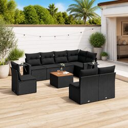 Specifications of Black Poly Rattan 9 Piece Sofa Set