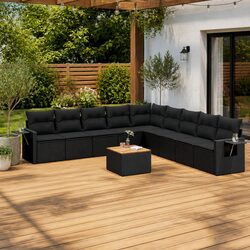 Specifications of 10-Piece Black Modular Outdoor Garden Sofa Set