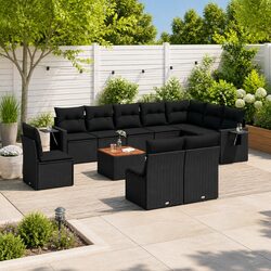 Specifications of 11 Piece Black Poly Rattan Sofa Set