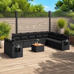 Specifications of 11 Piece Black Poly Rattan Sofa Set