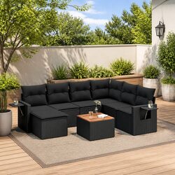 Specifications of 8 Piece Garden Sofa Set in Black Rattan