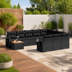 11-Piece Garden Sofa Set with Storage and Side Tables