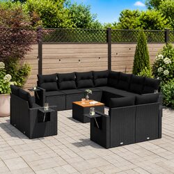Garden Sofa Set 12 Pieces with PE Rattan and Acacia Wood