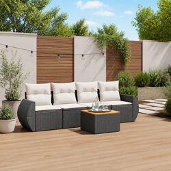 5 Piece Modular Outdoor Sofa Set with Black Cushions