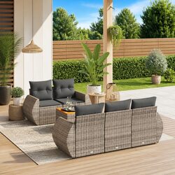 6 Piece Garden Sofa Set with Storage Cushions Grey Outdoor Furniture Patio