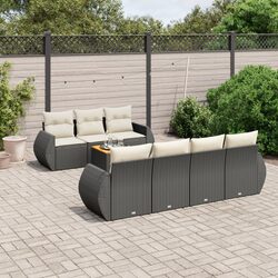 8-Piece Modular Garden Sofa Set: Black Poly Rattan Furniture