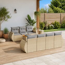 Durable 8-Piece Garden Sofa Set - Beige Cushions Included