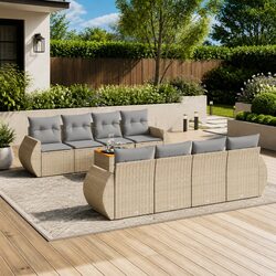 Beige 9-Piece Garden Sofa Set: Dimensions, Materials & More