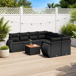9 Piece Outdoor Garden Sofa Set with Dimensions and Materials