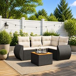 5 Piece Black Garden Sofa Set - Specs and Details