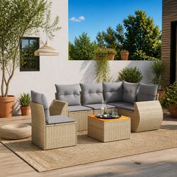 Detailed Specs of 6 Piece Beige Garden Sofa Set