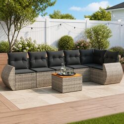 Detailed Specs: 7 Piece Grey Outdoor Furniture Set