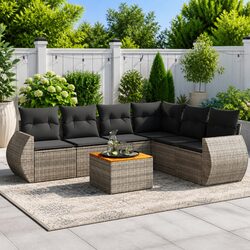 7 Piece Garden Sofa Set with Storage Cushions Grey Outdoor Patio Furniture