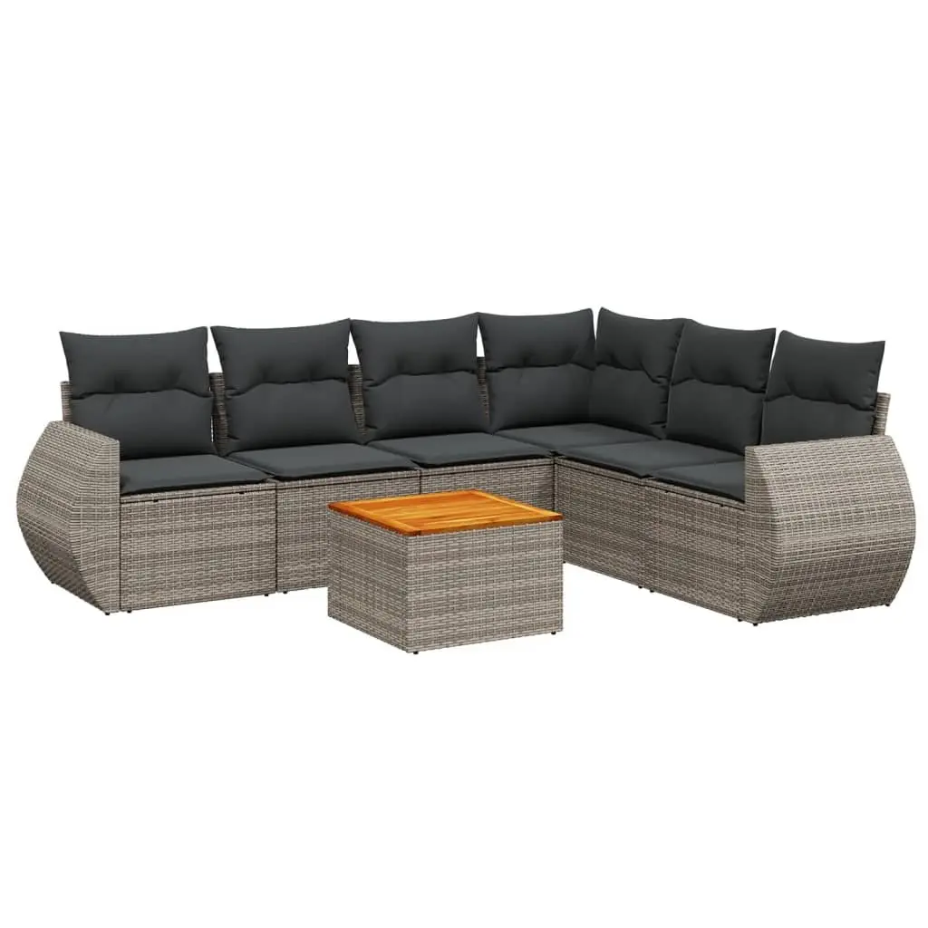 7 Piece Garden Sofa Set for Outdoor Patio Grey
