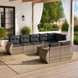 Specifications of 9-Piece Grey Garden Sofa Set