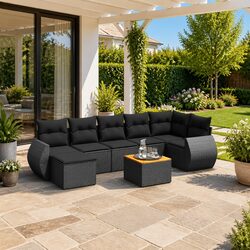 Garden Sofa Set 8 Piece Outdoor Furniture Patio Seating Black with Cushions