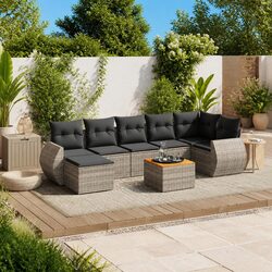 Garden Sofa Set 8 Piece Outdoor Furniture Grey Poly Rattan Modular Patio Seating