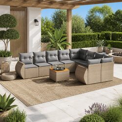 Specifications for 10-Piece Garden Sofa Set - Beige Rattan