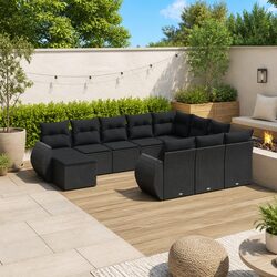 11-Piece Modular Outdoor Sofa Set in Black