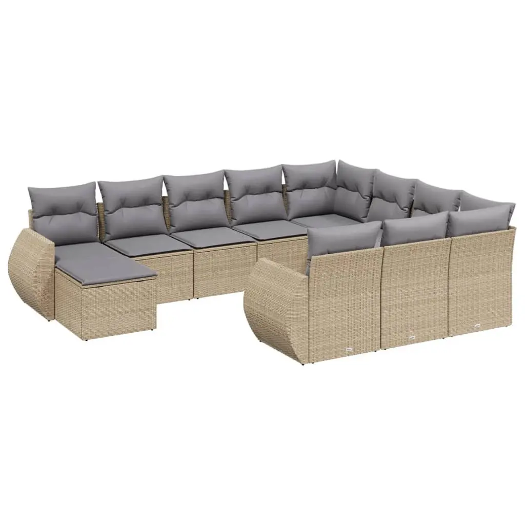 Garden Sofa Set Outdoor Patio Furniture 11 Piece Modular Seating Beige Cushions