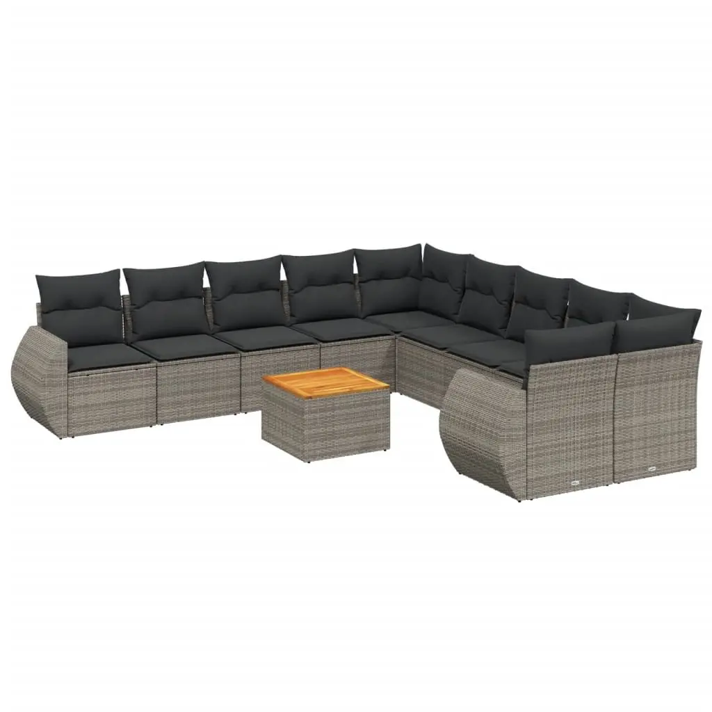 Garden Sofa Set Outdoor Furniture 11 Piece Grey Poly Rattan Modular Patio