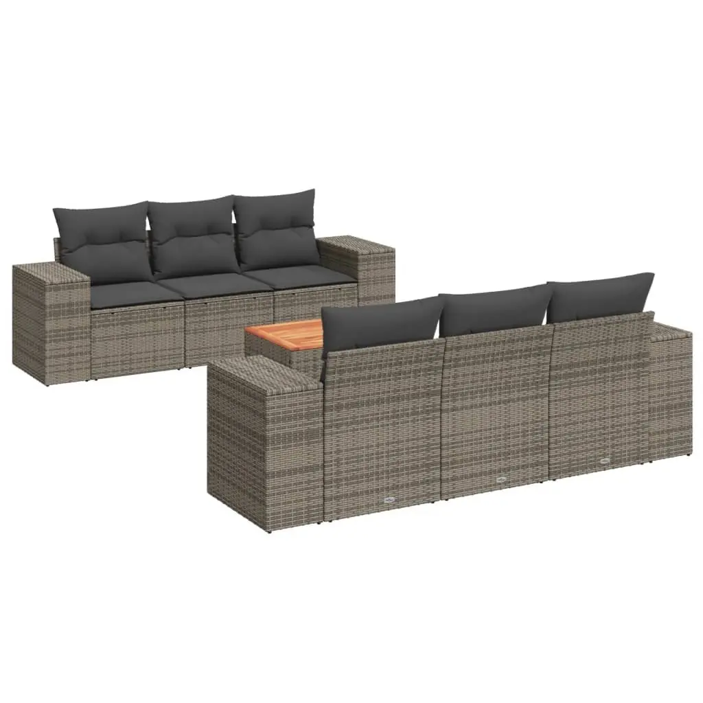 7 Piece Garden Sofa Set Grey Poly Rattan Outdoor Furniture Patio