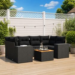 Garden Sofa Set 7 Piece Outdoor Furniture Patio Lounge with Cushions Black