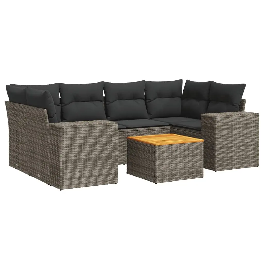 Garden Sofa Set 7 Piece Grey Poly Rattan