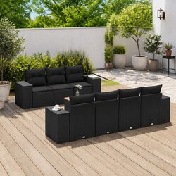 8-Piece Modular Garden Sofa Set with PE Rattan Construction