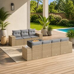 Specifications of 8 Piece Beige Garden Sofa Set