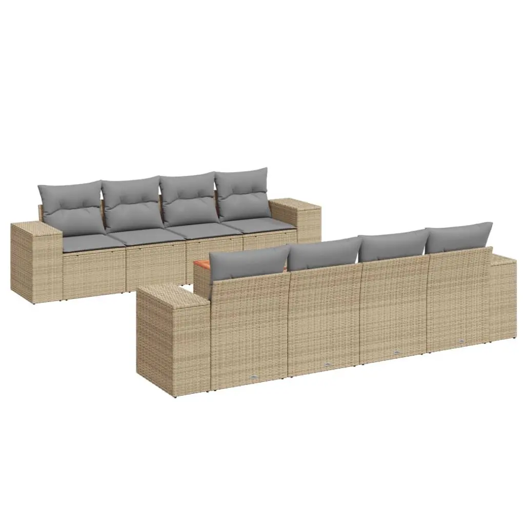 9 Piece Garden Sofa Set with Storage Cushions Beige Outdoor Patio Furniture