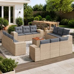 Garden Sofa Set - 13-Piece Modular Design in Beige