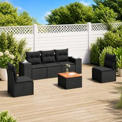 Detailed Specs of 6-Piece Garden Sofa Set with Black Rattan