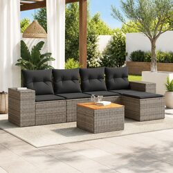 Detailed Specs of 6 Piece Garden Sofa Set with Cushions