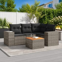 5 Piece Garden Sofa Set Specifications - Grey Poly Rattan