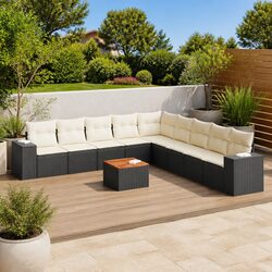 10 Piece Modular Garden Sofa Set with Acacia Table