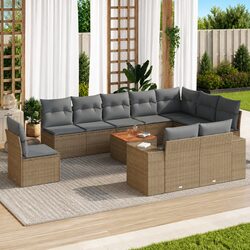 Specifications of 11 Piece Garden Sofa Set in Beige Rattan
