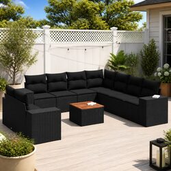 Specifications of 10 Piece Garden Sofa Set in Black Poly Rattan