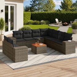 Specifications of 10-Piece Grey Modular Garden Sofa Set