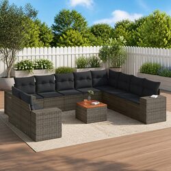 11-Piece Modular Garden Sofa Set with Grey Cushions