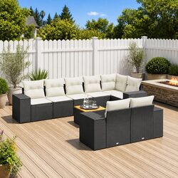 Specifications of 9 Piece Garden Sofa Set: Black Rattan