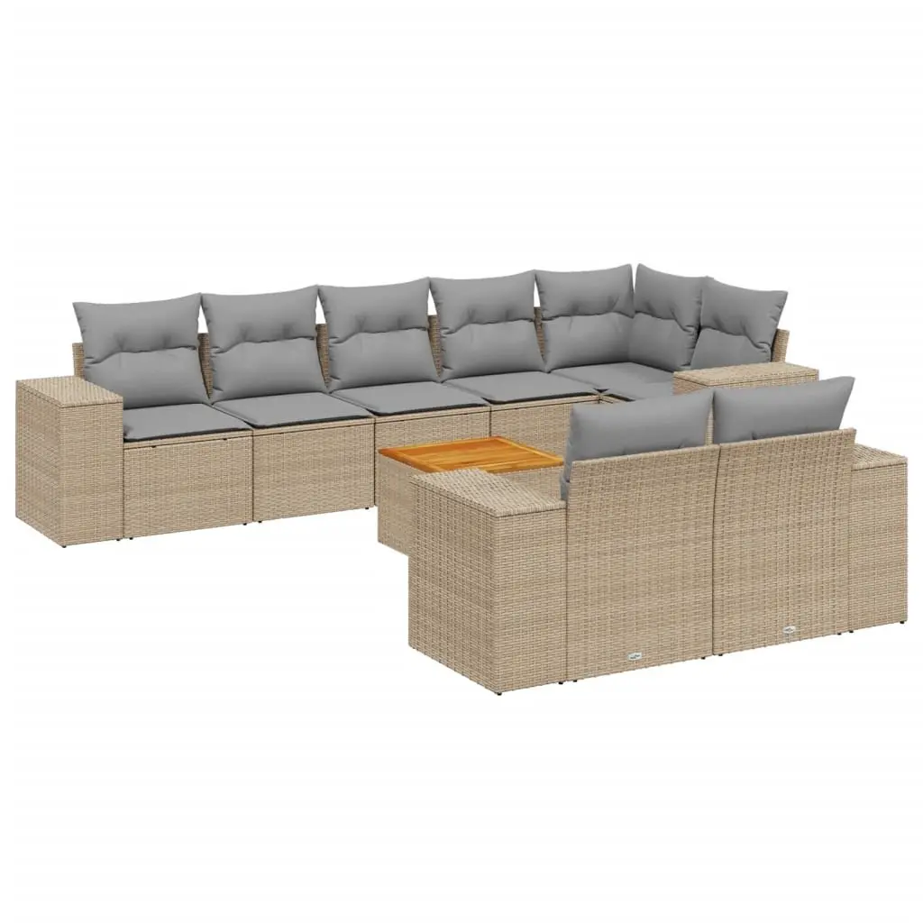 9 Piece Outdoor Modular Sofa Set for Garden Patio Beige with Cushions