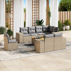9-Piece Modular Garden Sofa Set in Beige – Durable & Versatile