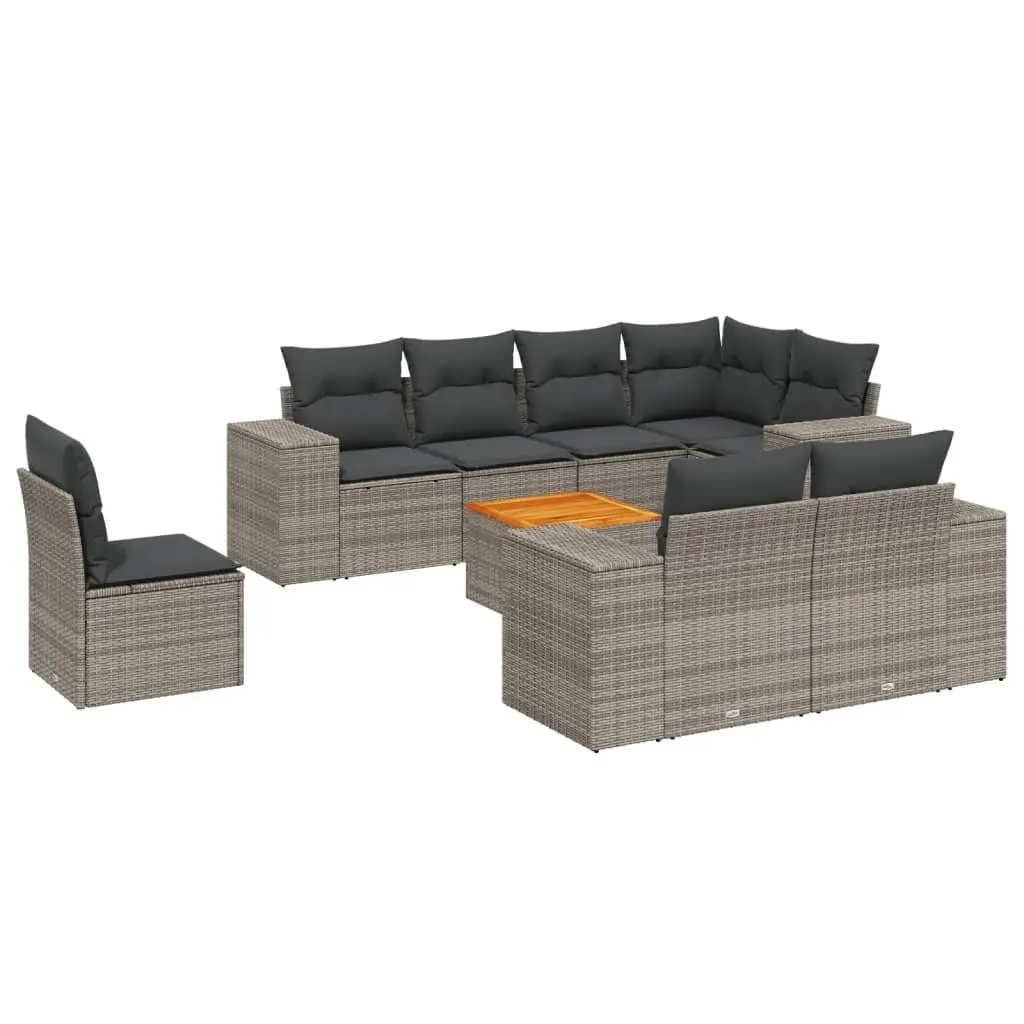 9 Piece Garden Sofa Set for Patio Grey Outdoor Furniture
